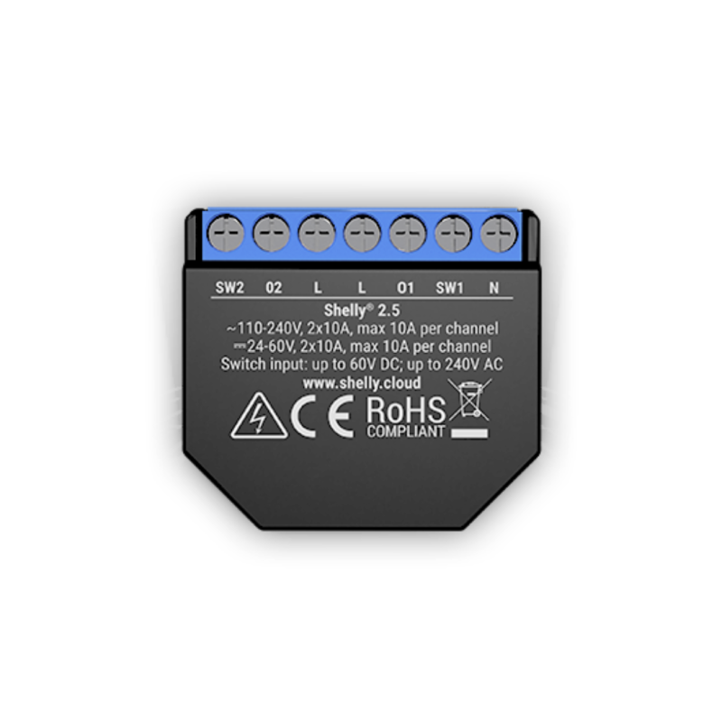 Shelly 2.5 two channel in-wall relay