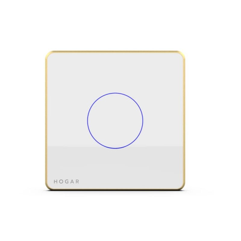 Hogar touch switch single gang glass panel with champagne bezel