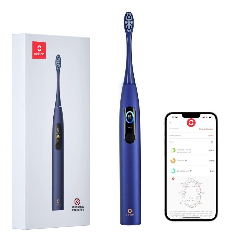 Oclean X Pro toothbrush with colour touchscreen handle