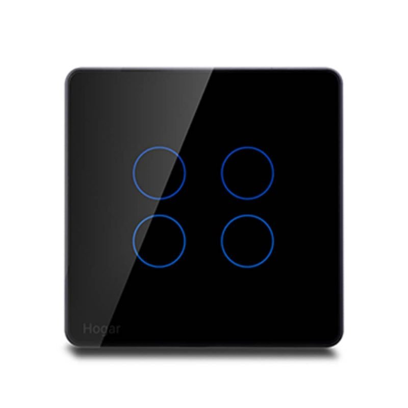 Hogar Touch Switch 4 Gang black glass Z-Wave panel