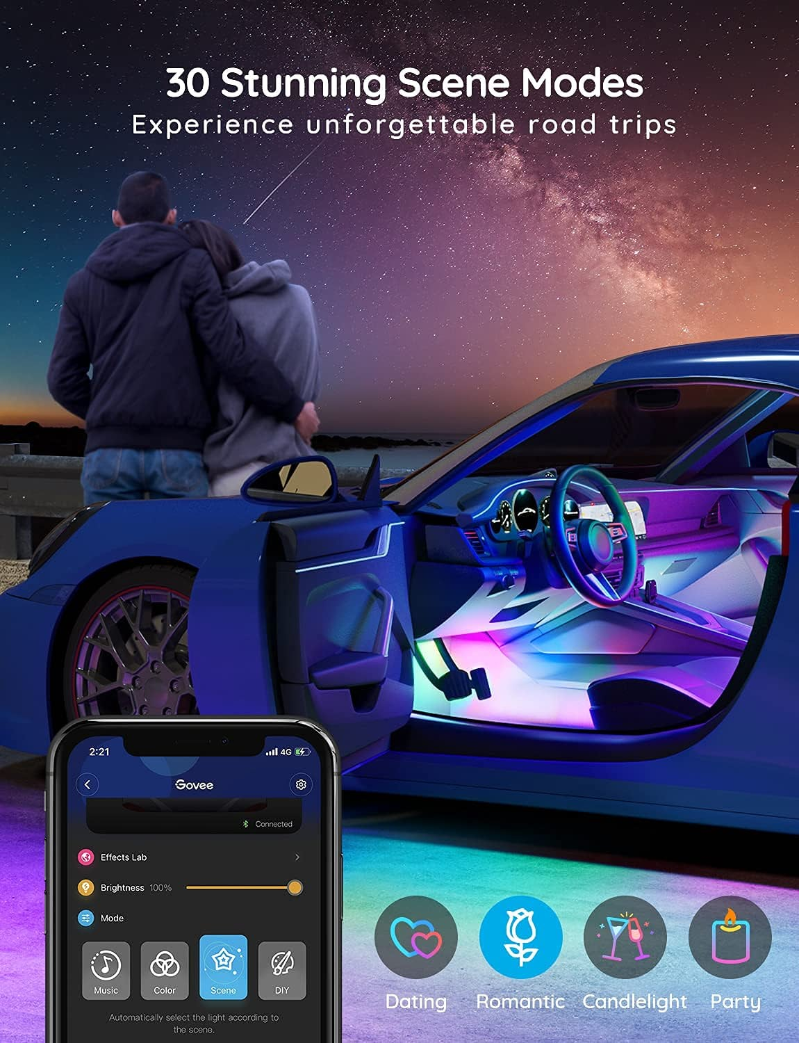 Govee - RGBIC Interior Car Lights with App Control - Image 4