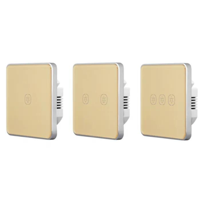 Zigbee touch switch in gold glass on a wall