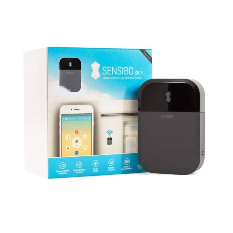 Sensibo Sky AC controller facing a split air conditioner