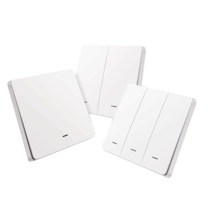 WiFi push switch with a physical rocker on a wall plate