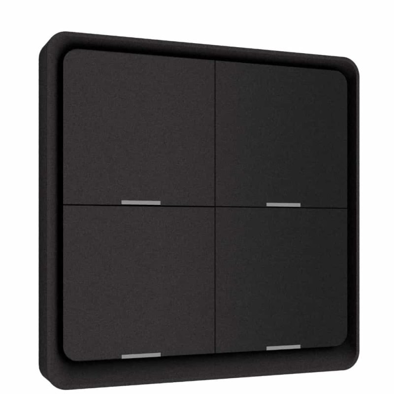 Zigbee 4 button scene switch in black on a wall
