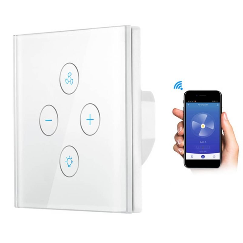 WiFi touch switch fan speed controller in tempered glass