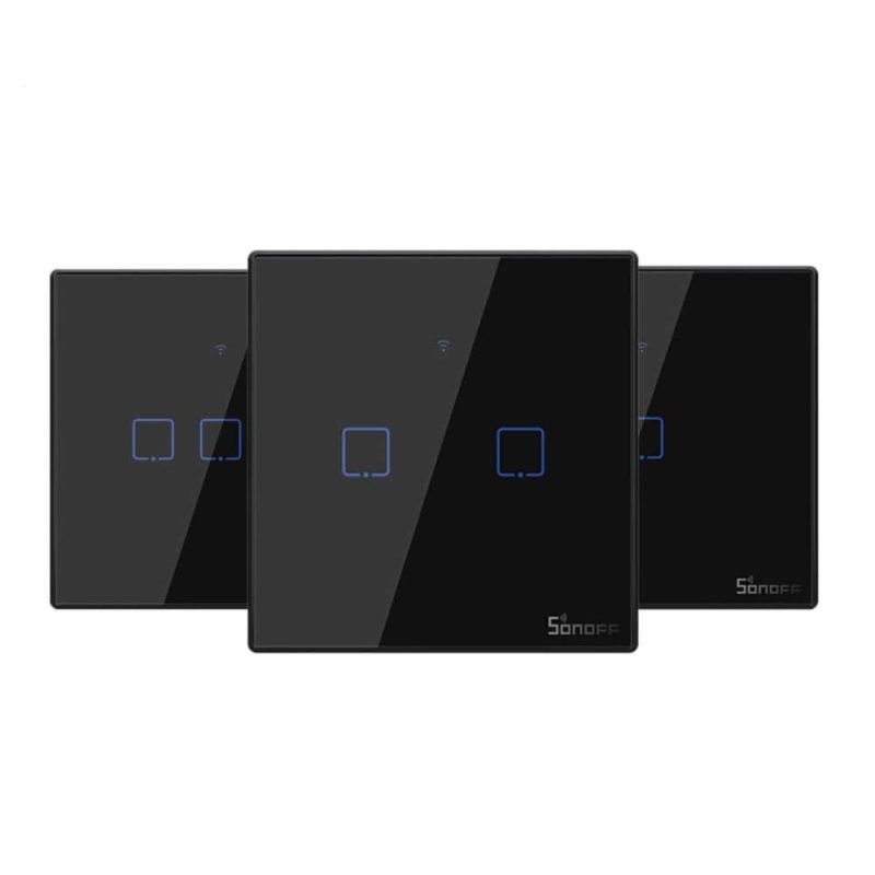 SONOFF touch switch in black tempered glass