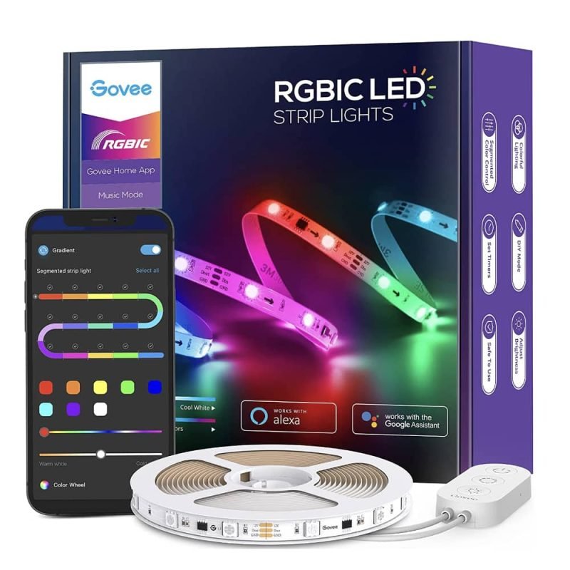 Govee RGBIC LED strip under a kitchen counter