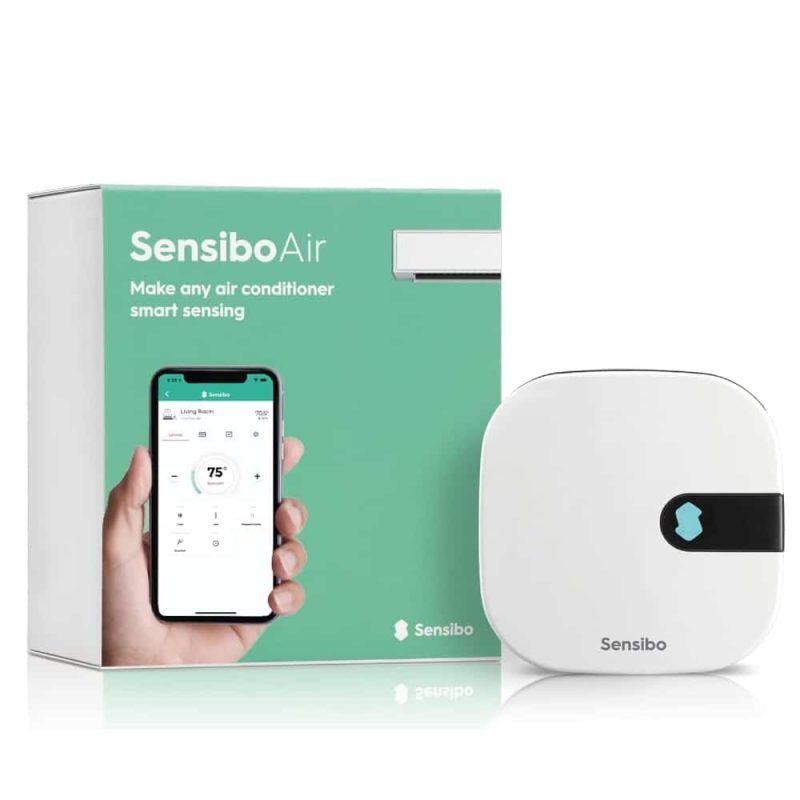 Sensibo Air AC controller mounted facing a split unit