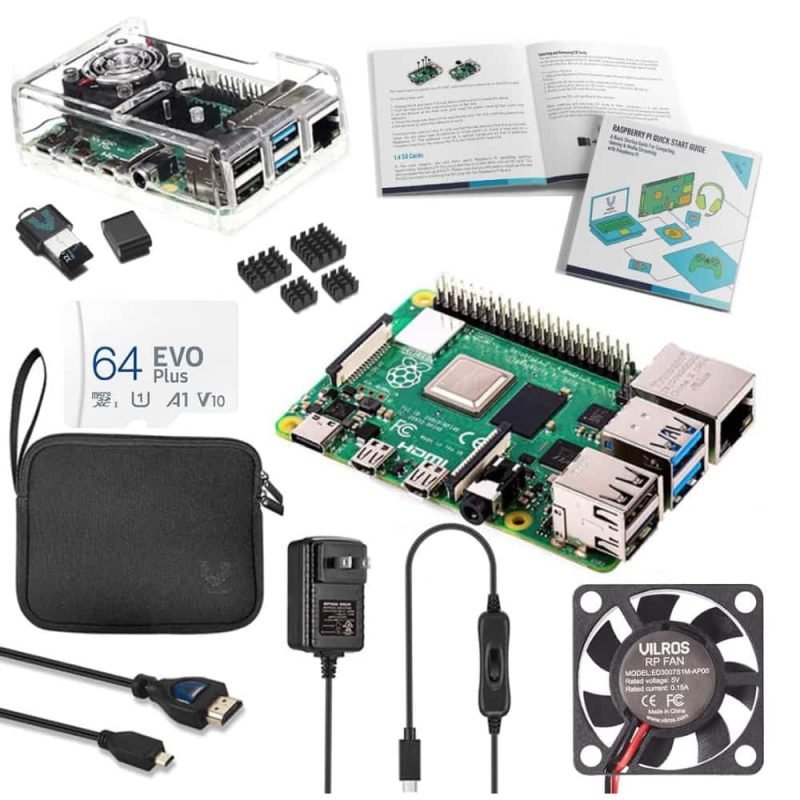 Raspberry Pi 4 8GB complete kit in a clear case