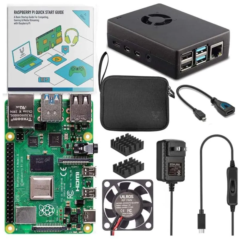 Raspberry Pi 4 8GB starter kit in a black aluminium case