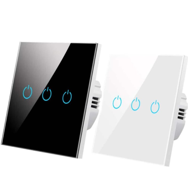 WiFi touch switch RF 3 gang tempered glass wall panel