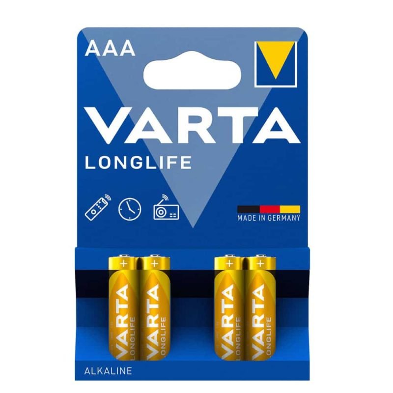 AAA battery four pack, Varta Longlife Extra alkaline