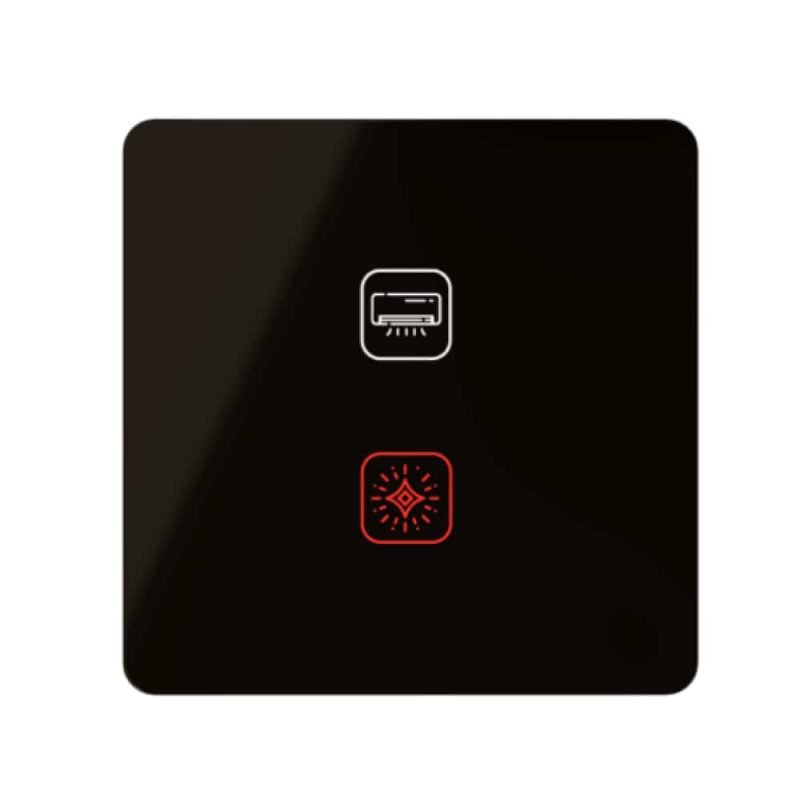 JR Touch Neon Switch 2 Gang Z-Wave glass wall panel