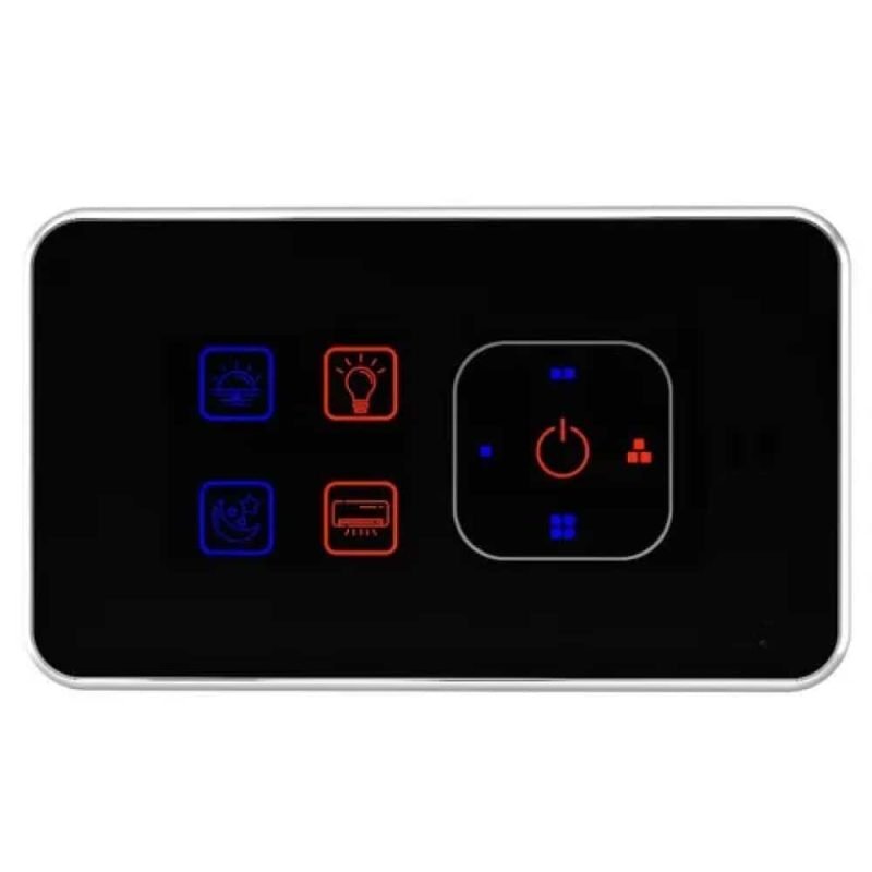 JR Touch Neon Switch 4 Gang with fan controller, Z-Wave glass panel